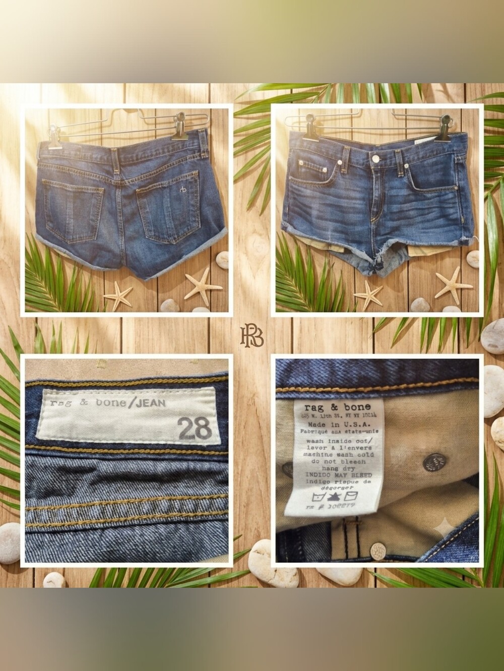 rag & bone Medium Blue Denim Cutoff Shorts
